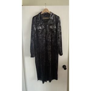 Women's G by Giuliana Gray Crushed Velvet Dress New Medium Long Sleeve Vamp Y2K